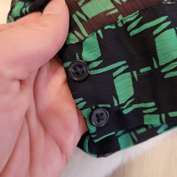 Black/Green Sheer Patterned Blouse (Gap, Large) - Picture 5 of 8